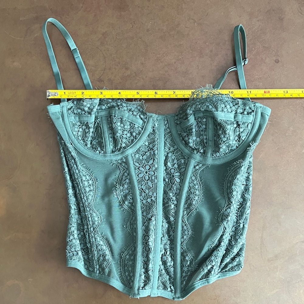 Urban Outfitters Green Lace Corset Top